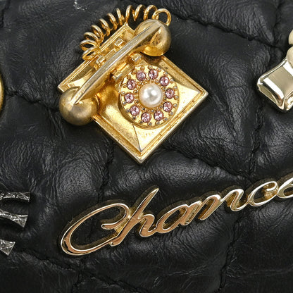 Chanel 2017 Black Calfskin Icon 2.55 Double Flap Shoulder Bag