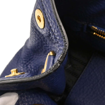 Prada Navy Leather 2way Shoulder Handbag