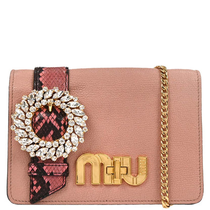 Miu Miu * Pink Leather Python Shoulder Bag