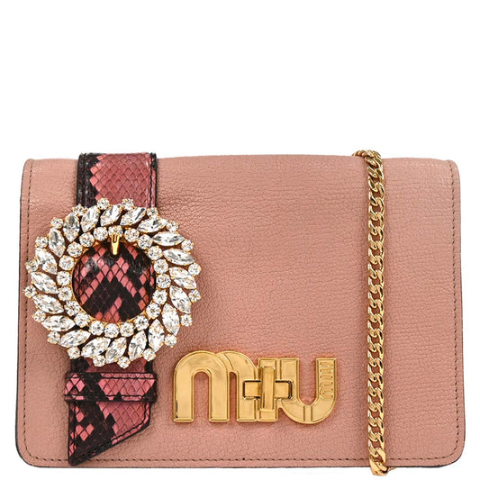 Miu Miu * Pink Leather Python Shoulder Bag