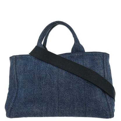 Prada Blue Denim Canapa Tote Handbag