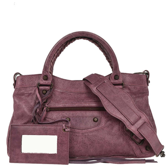 Balenciaga Purple Leather Classic The First 2way Shoulder Handbag