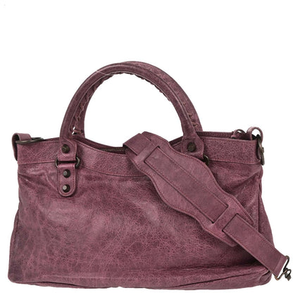 Balenciaga Purple Leather Classic The First 2way Shoulder Handbag