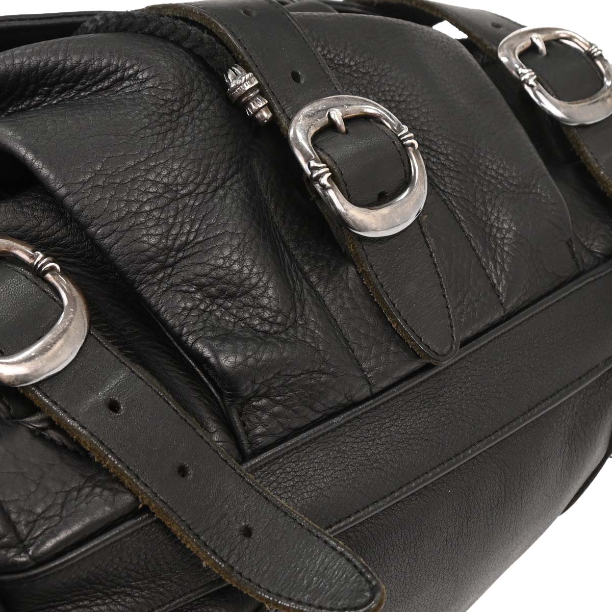 Chrome Hearts Black Leather Gunslinger Backpack