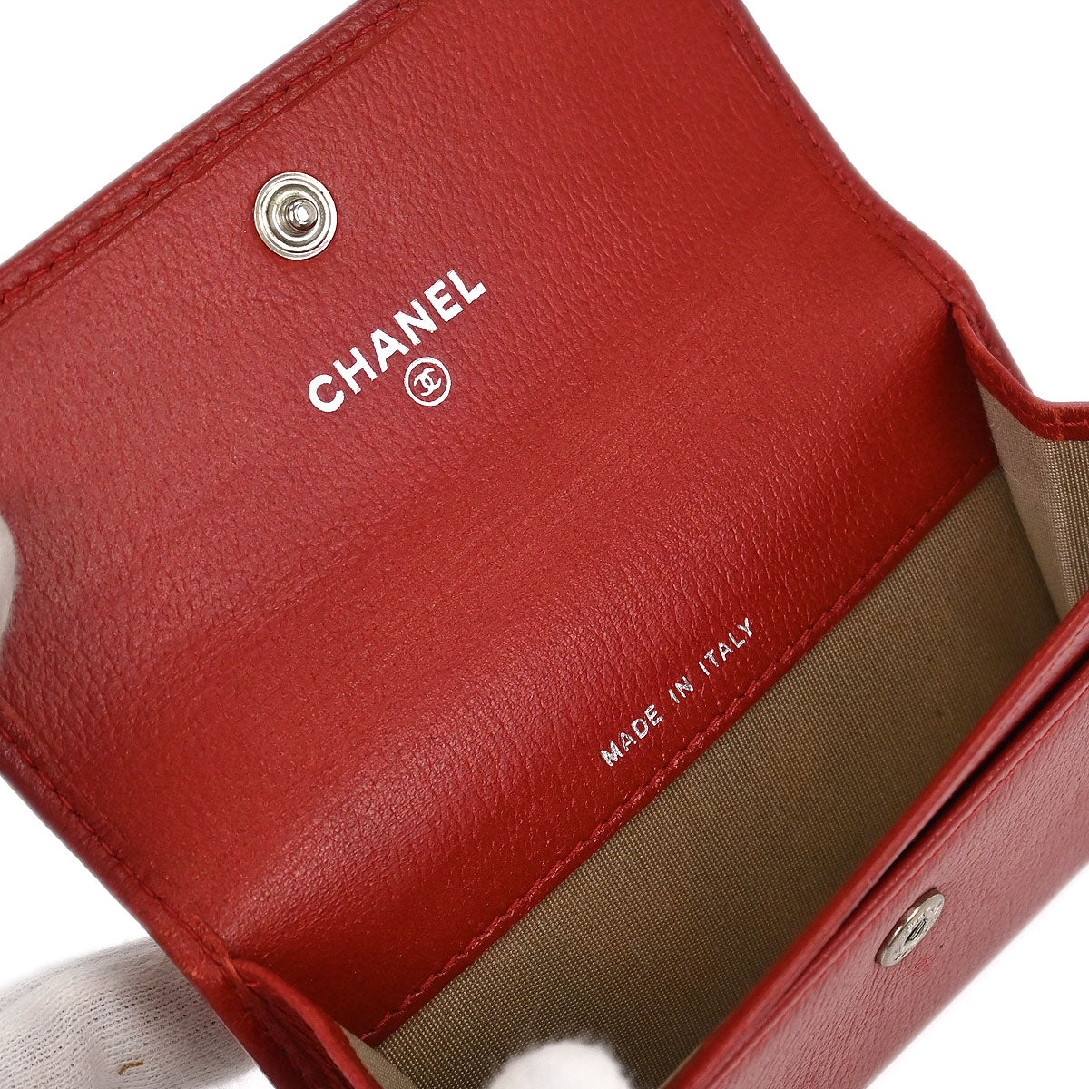 Chanel 2011 Red Calfskin Camellia Coin Purse Wallet