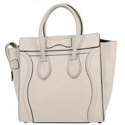Celine White Leather Micro Luggage Tote Bag