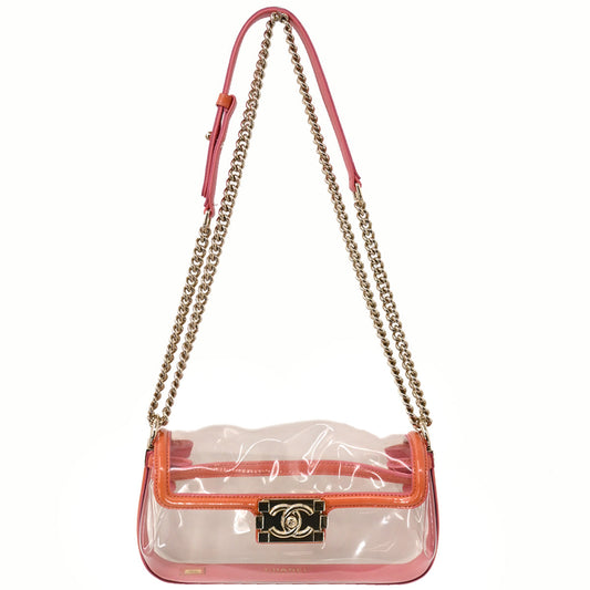 Boy Chanel Clear Pink PVC Patent leather Shoulder Bag