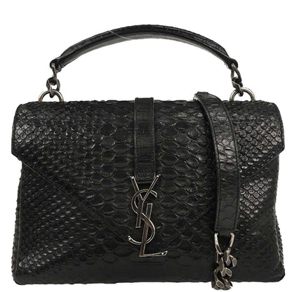 Saint Laurent * Black Python College 2way Shoulder Handbag