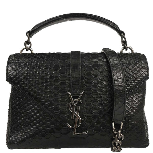 Saint Laurent * Black Python College 2way Shoulder Handbag