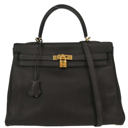 Hermes Black Togo Kelly 35 Retourne 2way Shoulder Handbag