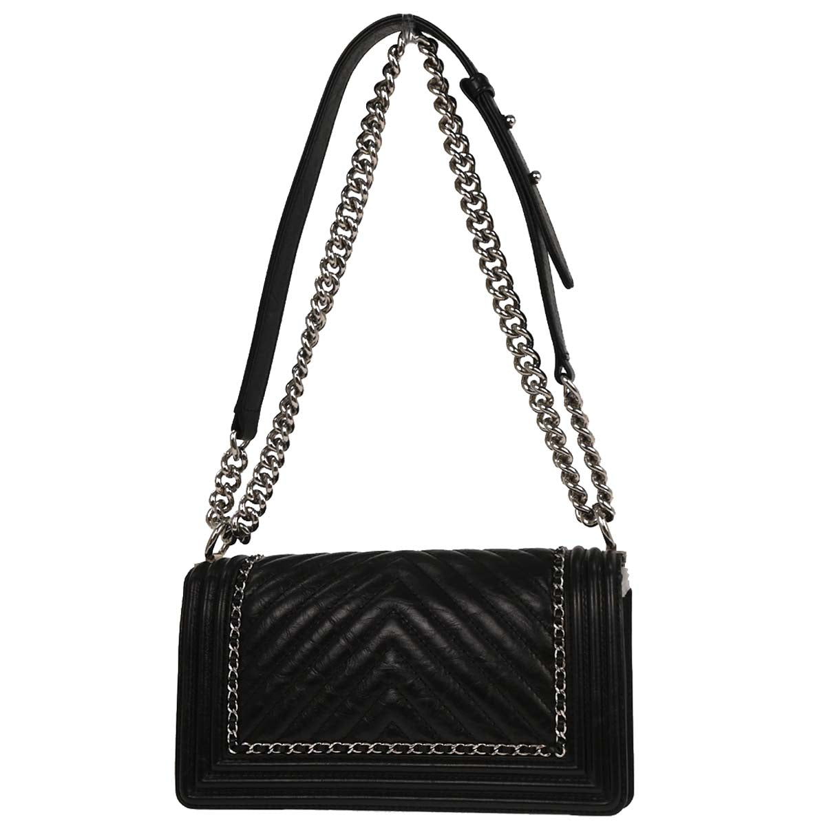 Boy Chanel 2017-2018 Black Calfskin Chevron Medium Shoulder Bag