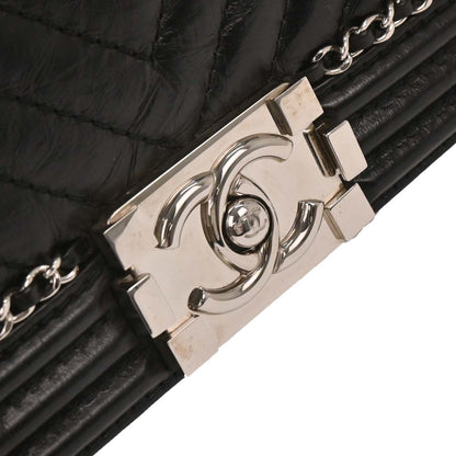 Boy Chanel 2017-2018 Black Calfskin Chevron Medium Shoulder Bag