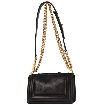 Boy Chanel Black Caviar Camellia Small Chain Shoulder Bag