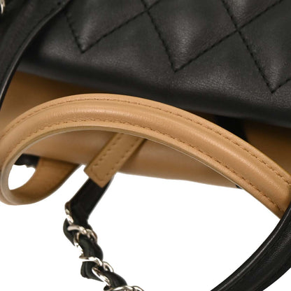 Chanel 2016-2017 Black Beige Calfskin Featherweight Bowling Bag