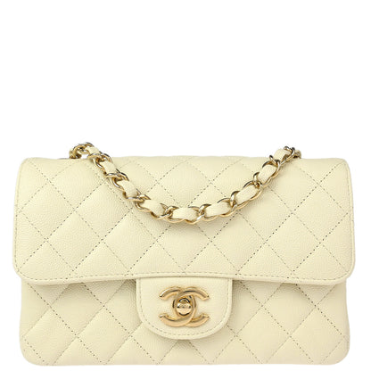 Chanel White Caviar Single Flap Shoulder Bag