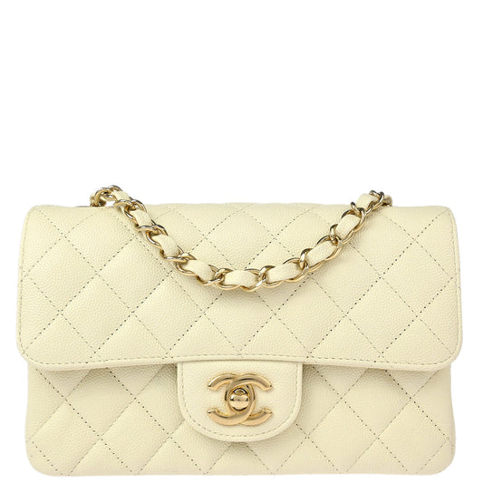 Chanel White Caviar Single Flap Shoulder Bag