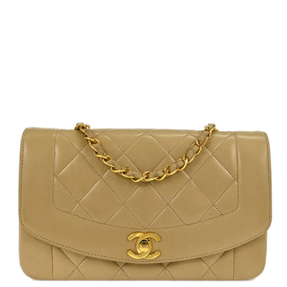 Chanel Beige Lambskin Small Diana Shoulder Bag