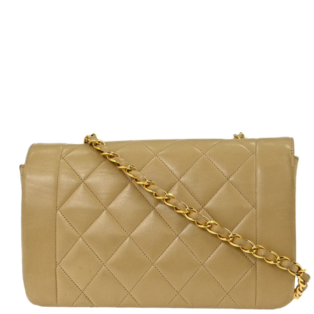 Chanel Beige Lambskin Small Diana Shoulder Bag