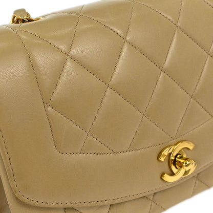 Chanel Beige Lambskin Small Diana Shoulder Bag
