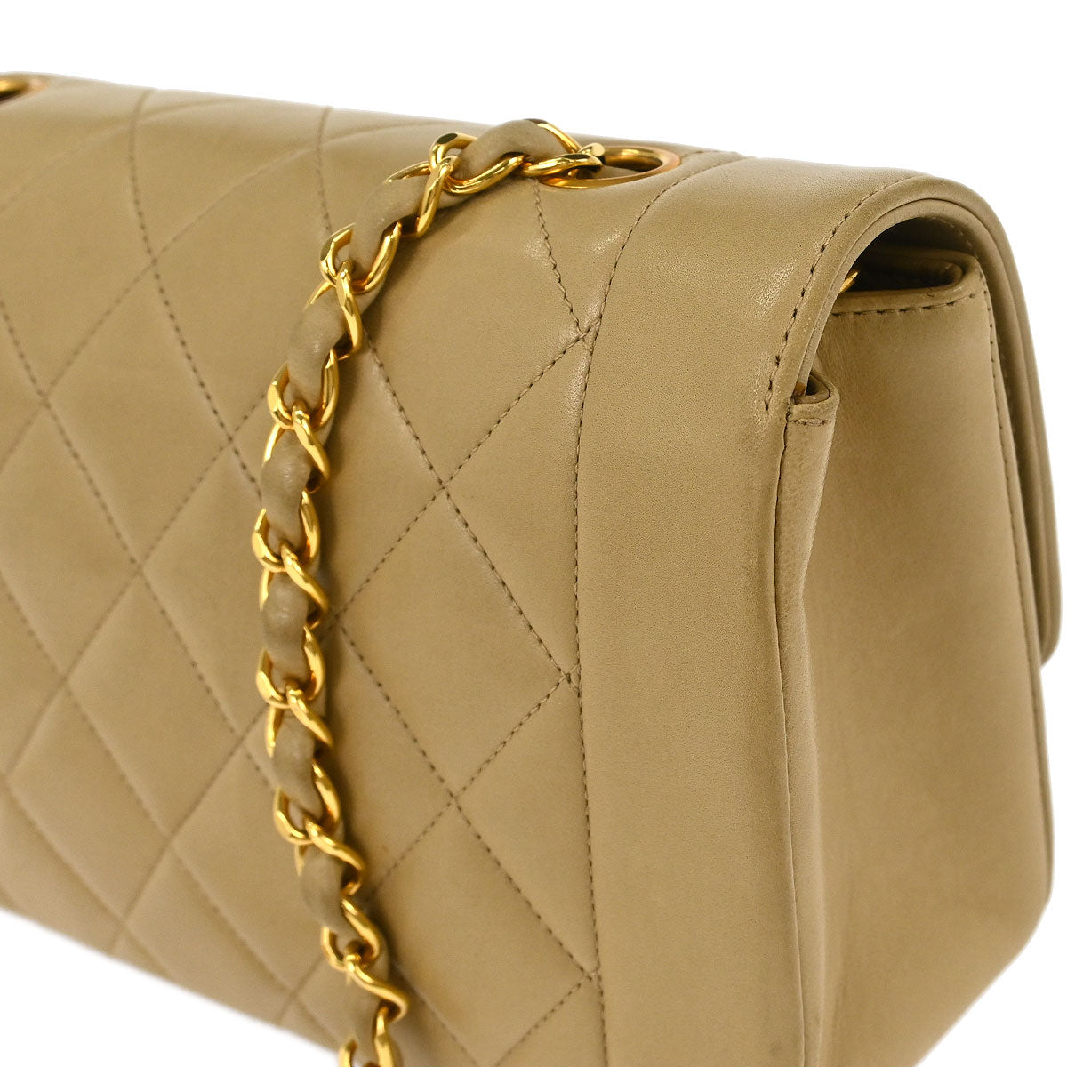 Chanel Beige Lambskin Small Diana Shoulder Bag