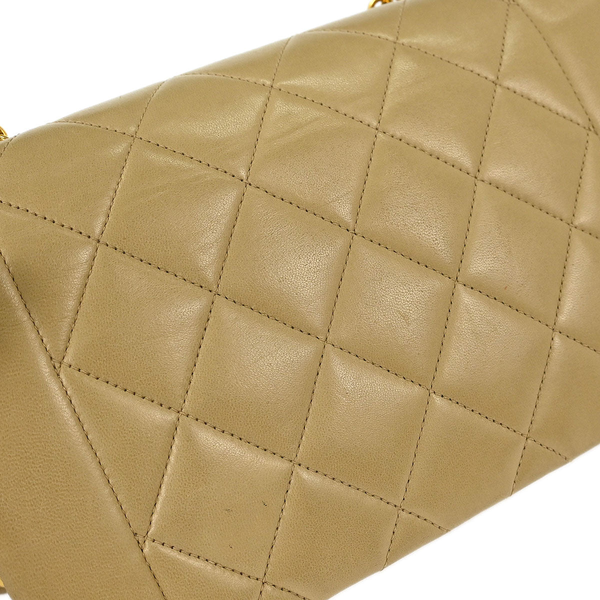 Chanel Beige Lambskin Small Diana Shoulder Bag