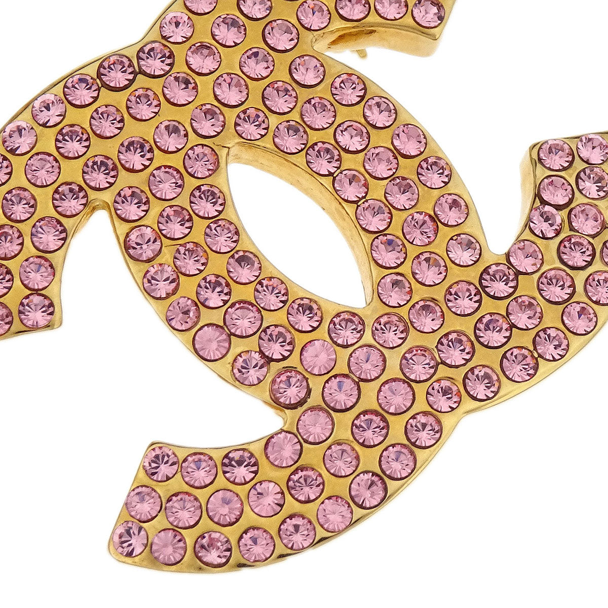 Chanel CC Brooch Pin Rhinestone Gold 02P