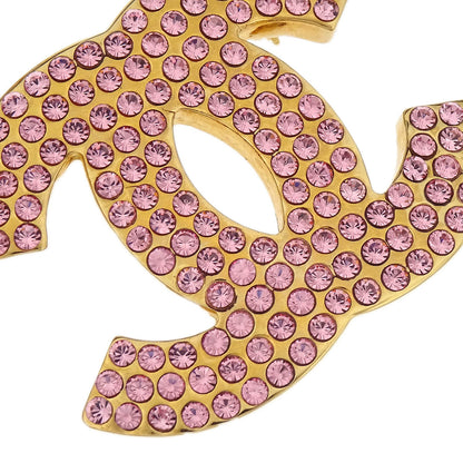 Chanel CC Brooch Pin Rhinestone Gold 02P