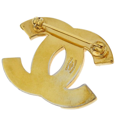 Chanel CC Brooch Pin Rhinestone Gold 02P