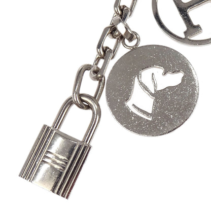 Hermes Amulet Bull Lock Key Holder Bag Charm Silver Small Good