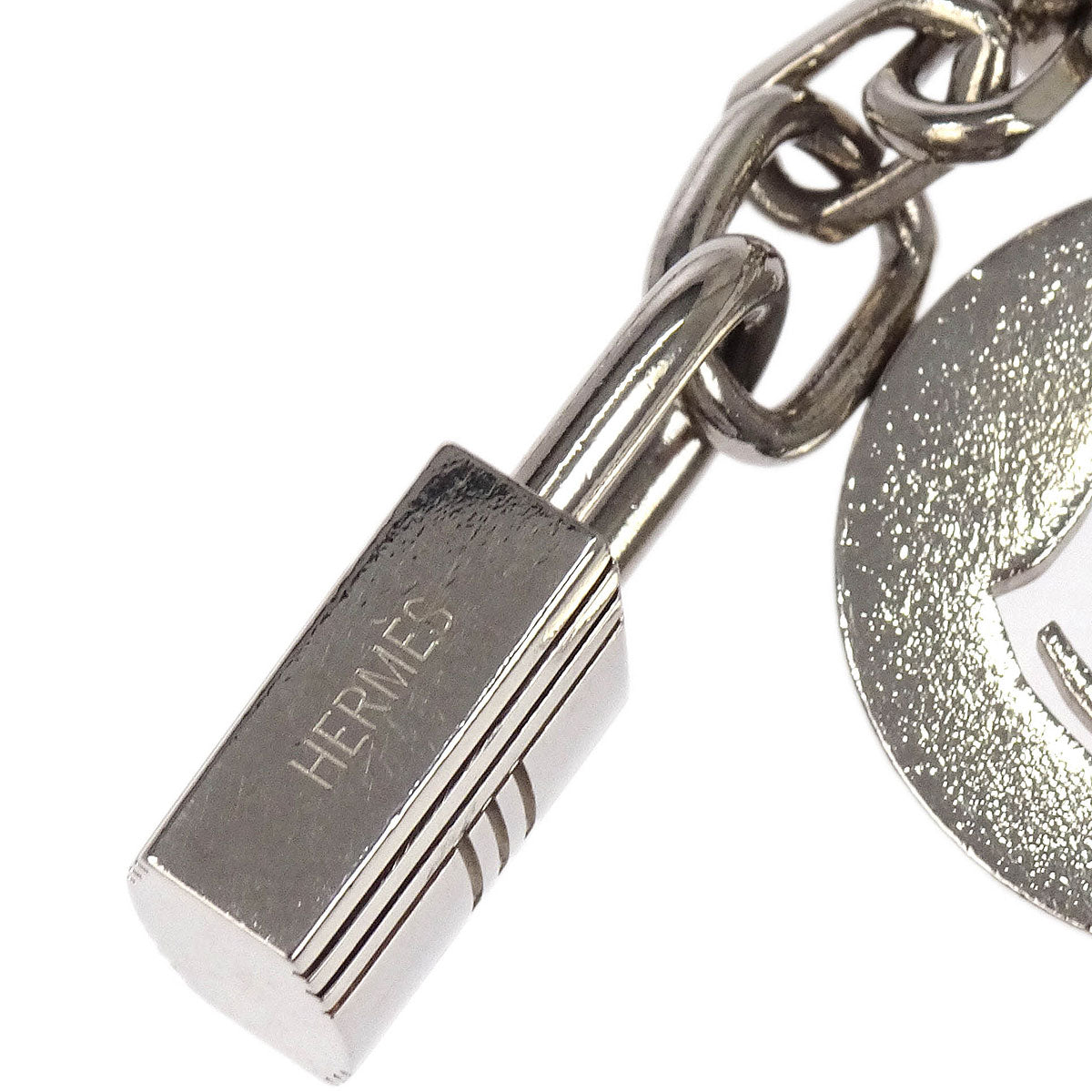Hermes Amulet Bull Lock Key Holder Bag Charm Silver Small Good