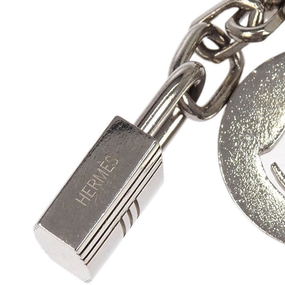 Hermes Amulet Bull Lock Key Holder Bag Charm Silver Small Good