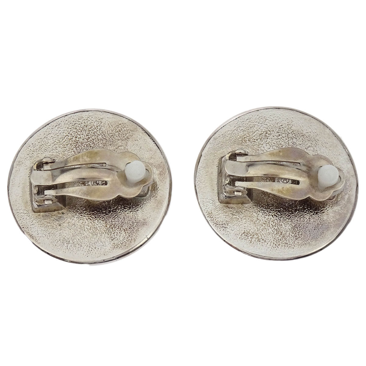 Chanel Button Earrings Clip-On Silver 97A