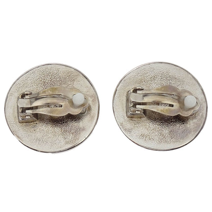 Chanel Button Earrings Clip-On Silver 97A