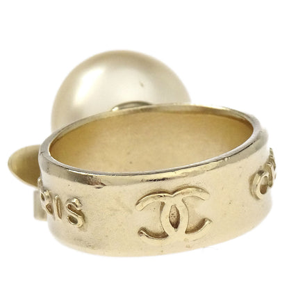 Chanel Rhinestone Costume Pearl Ring Gold #52 08P