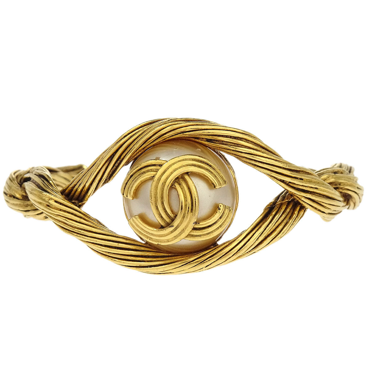 Chanel Bracelet Bangle Gold Costume Pearl 94A