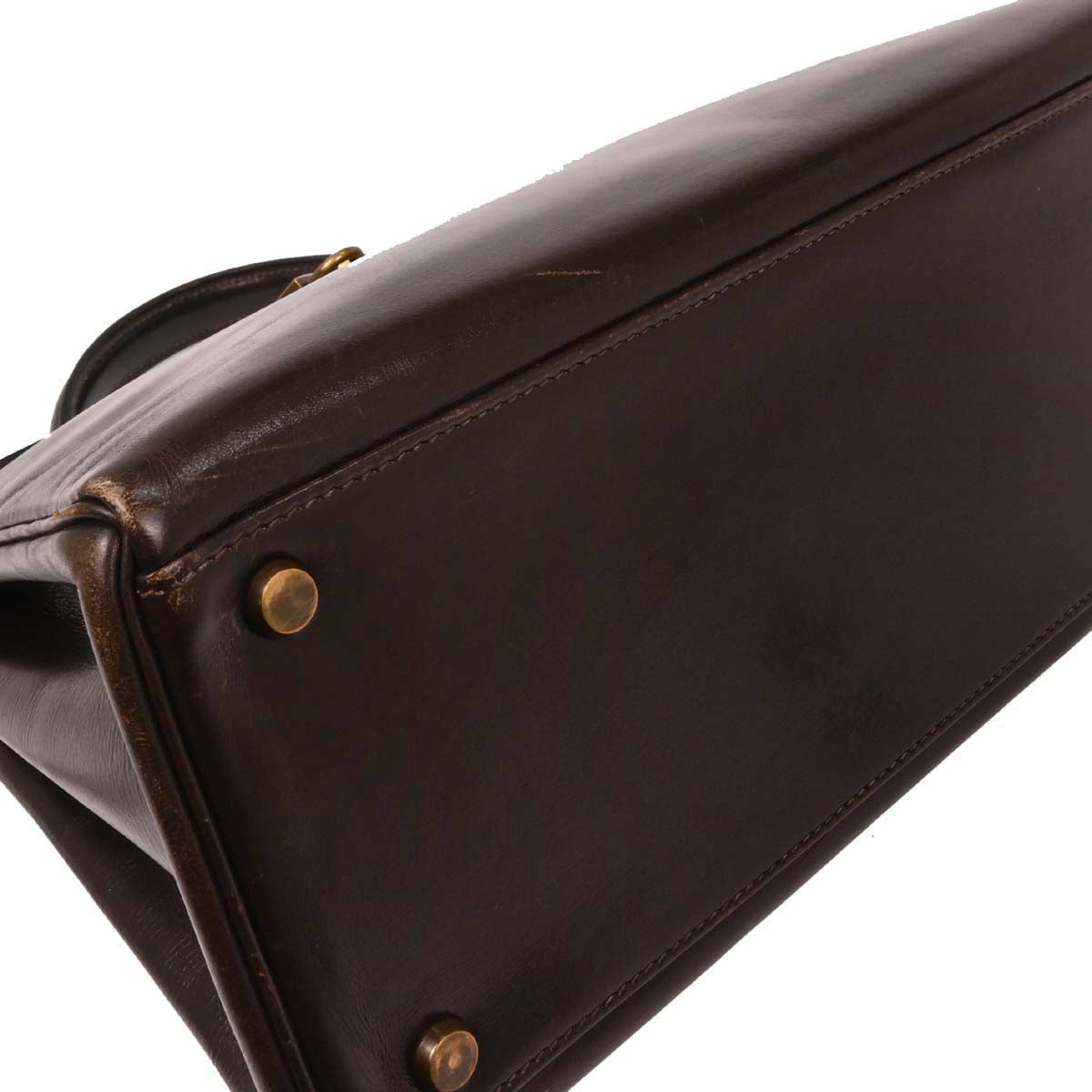 Hermes Cacao Box Calf Kelly 32 Retourne Handbag