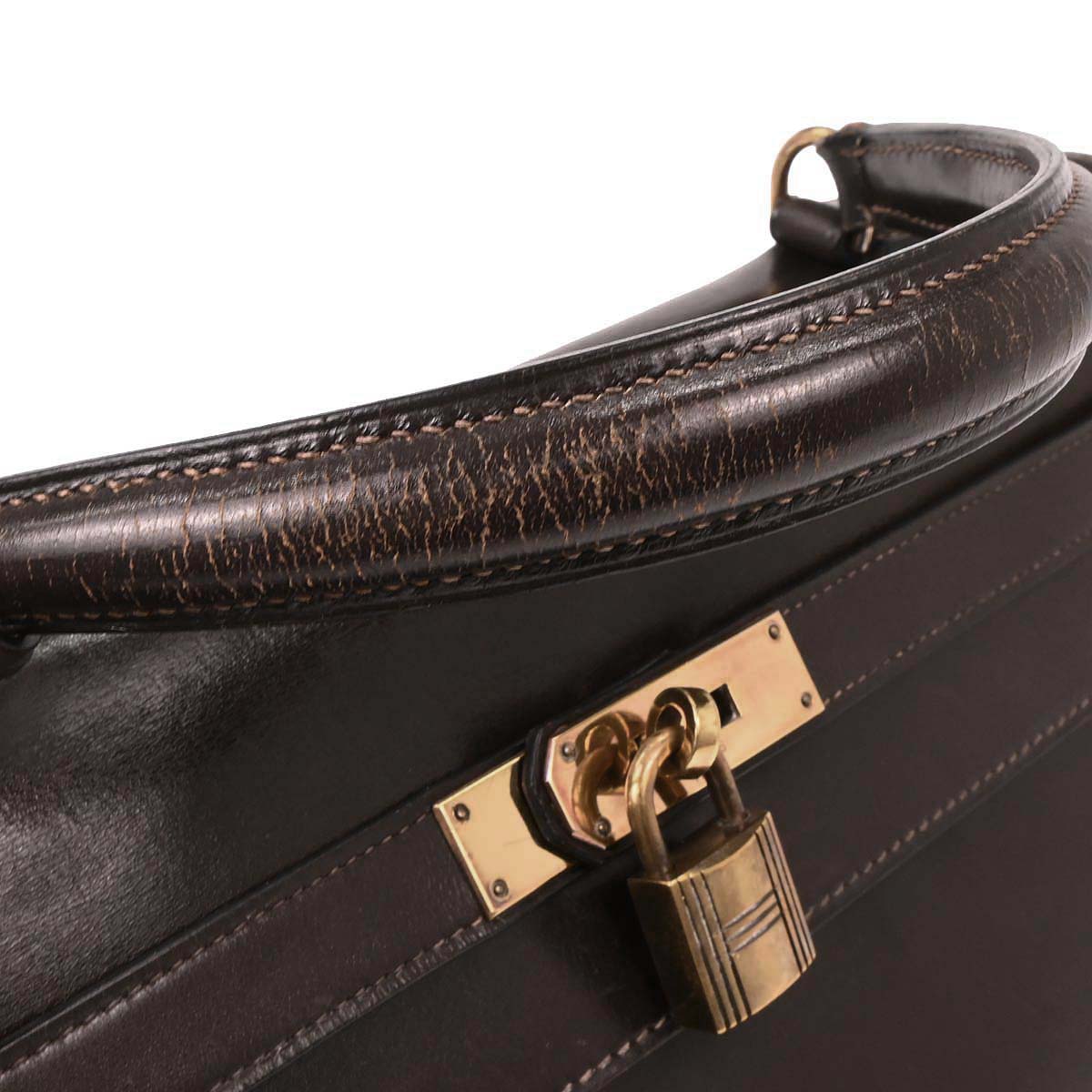Hermes Cacao Box Calf Kelly 32 Retourne Handbag