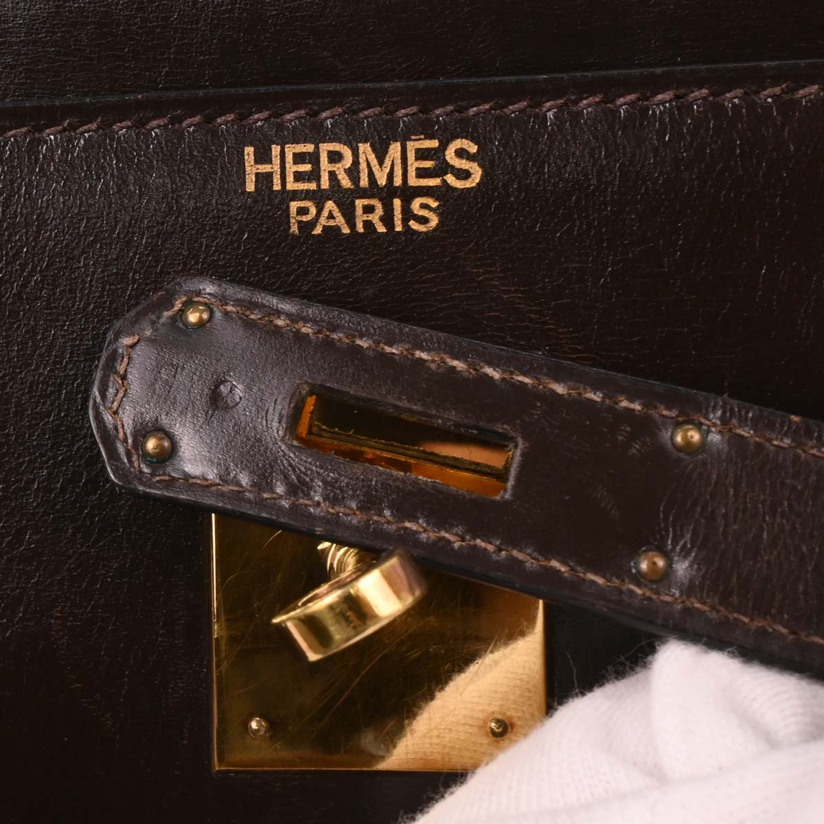 Hermes Cacao Box Calf Kelly 32 Retourne Handbag