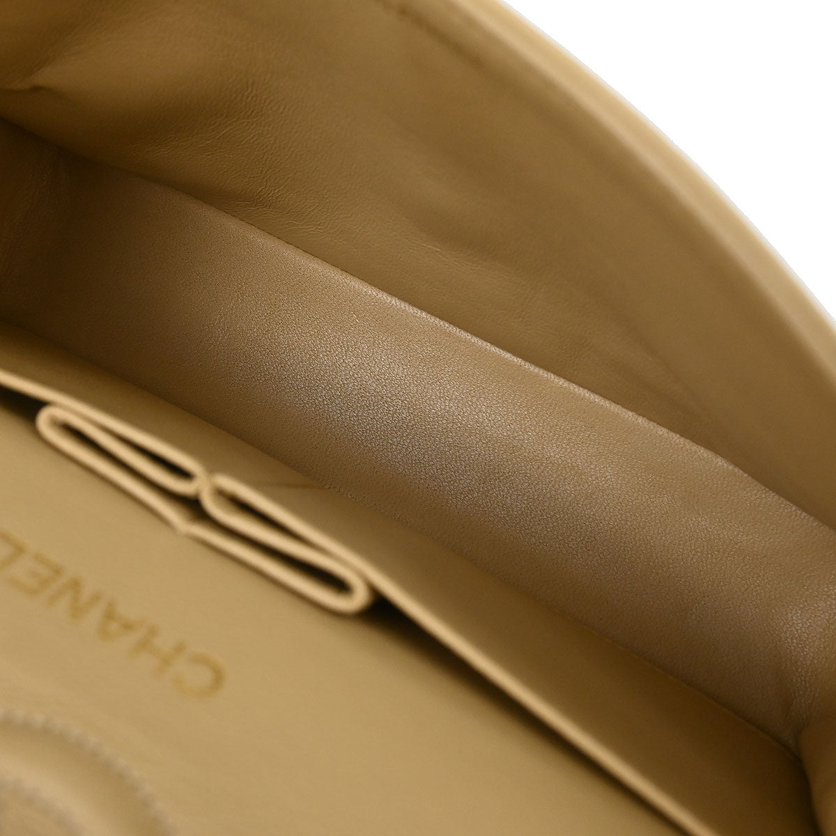 Chanel 1989-1991 Beige Lambskin Small Classic Double Flap Shoulder Bag