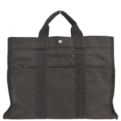 Hermes Gray Canvas Herline Tote MM Handbag