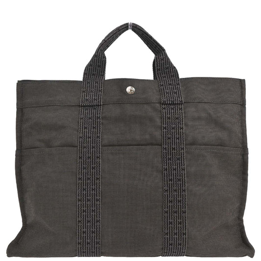 Hermes Gray Canvas Herline Tote MM Handbag