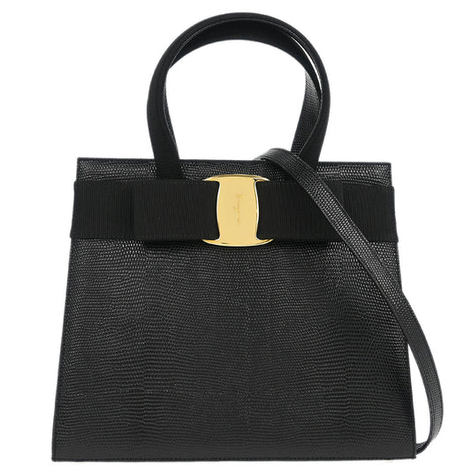 Salvatore Ferragamo Black Vara Bow Handbag