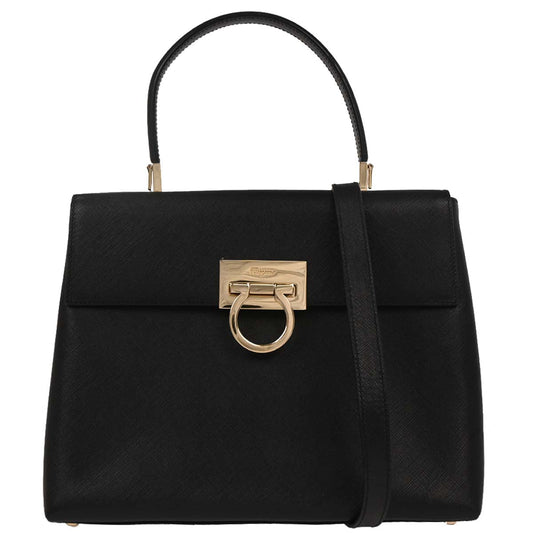 Salvatore Ferragamo Black Gancini 2way Shoulder Handbag