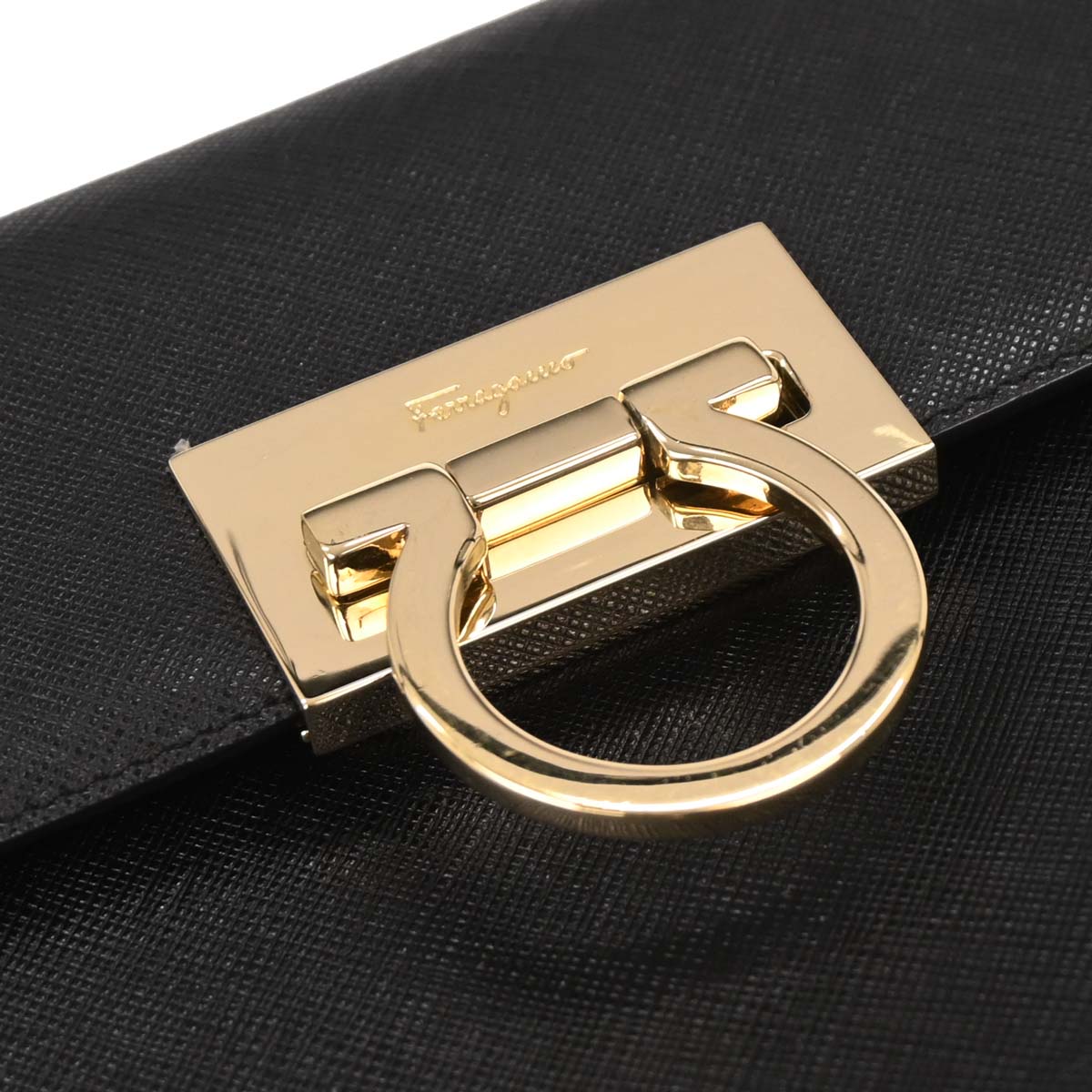 Salvatore Ferragamo Black Gancini 2way Shoulder Handbag