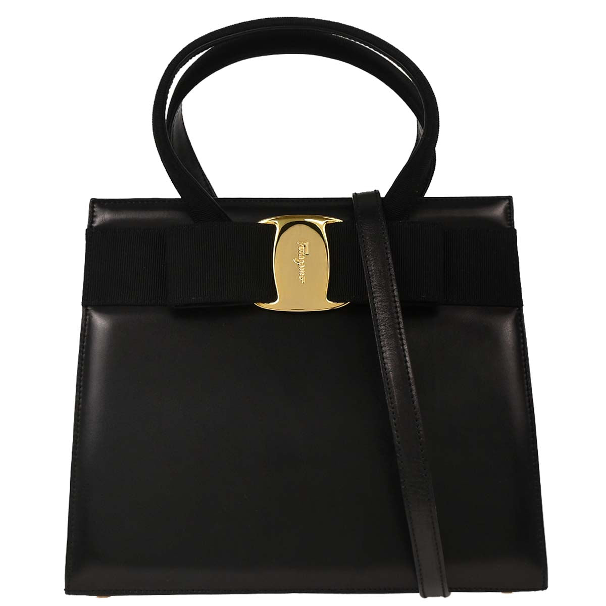 Salvatore Ferragamo Black Vara Bow 2way Shoulder Handbag
