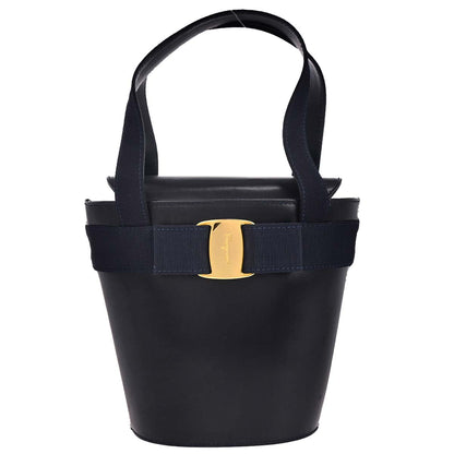 Salvatore Ferragamo Navy Vara Bow Handbag