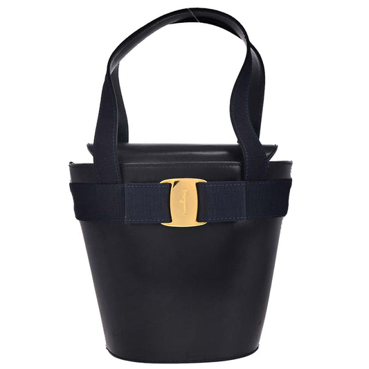 Salvatore Ferragamo Navy Vara Bow Handbag