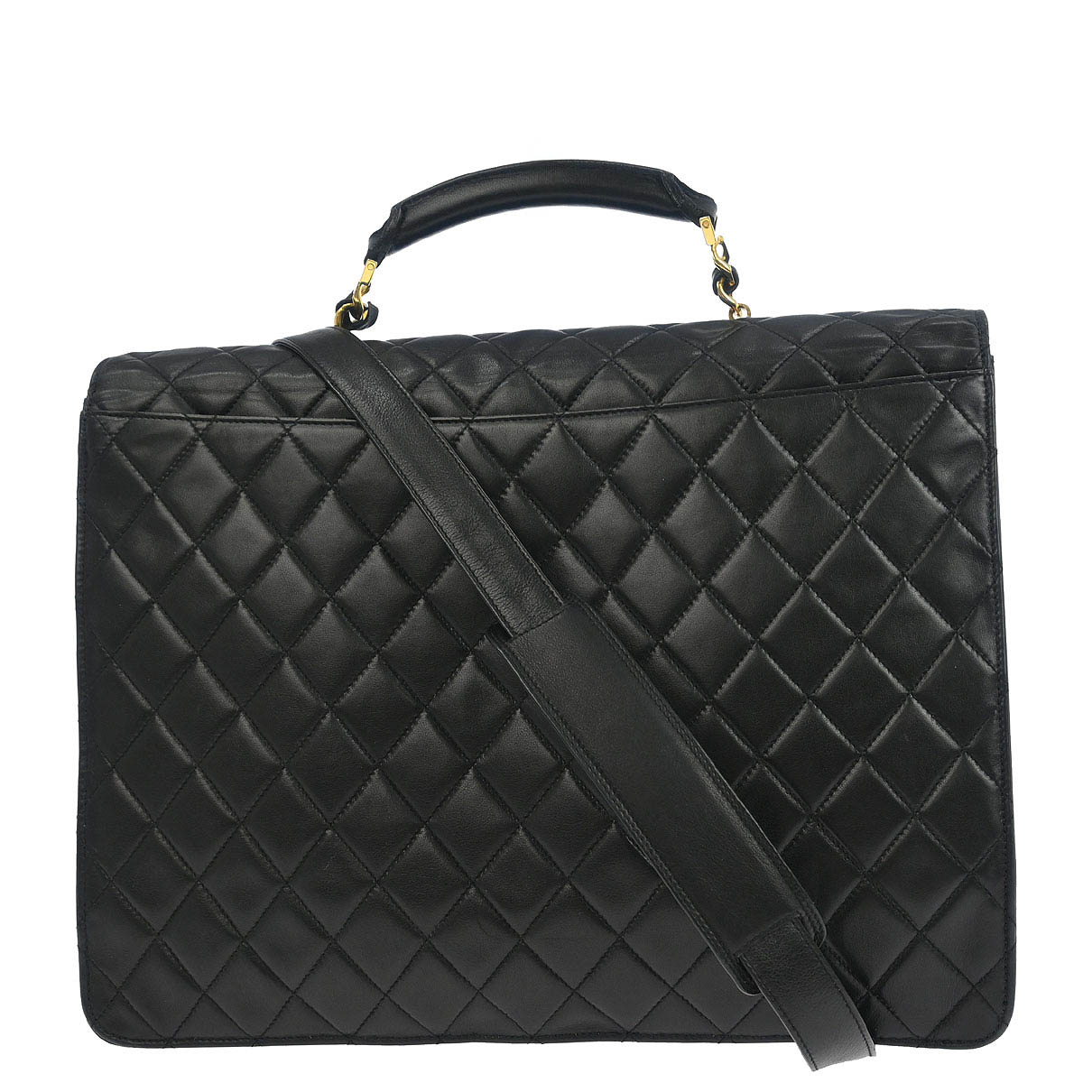 Chanel 1994-1996 Black Lambskin 2way Briefcase Handbag