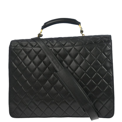 Chanel 1994-1996 Black Lambskin 2way Briefcase Handbag