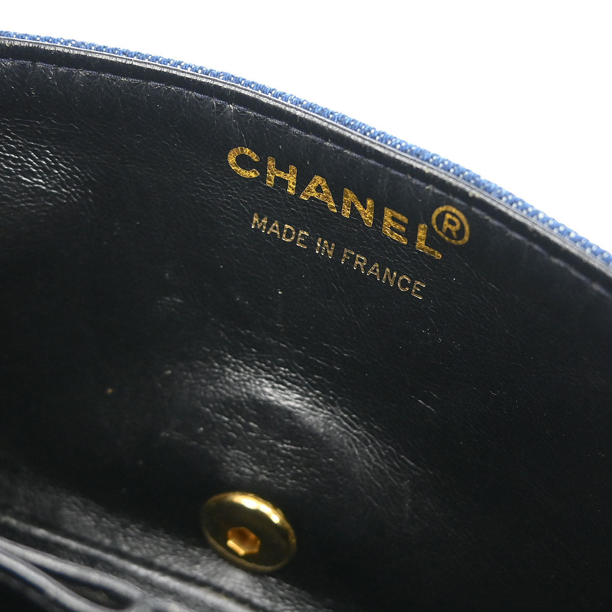 Chanel 1989-1991 Blue Denim Turnlock Mini Full Flap Shoulder Bag